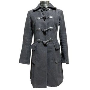 Vtg 2006 Gap Faux Suede Black Toggle Walker Trench Coat Jacket Women Size XS EUC